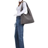 Damen Tasche Set 2in1 Shopper Henkeltasche Crossbody Wildleder Optik Hobo Bag Schultertasche Cross Over Umhängetasche Samt Grau