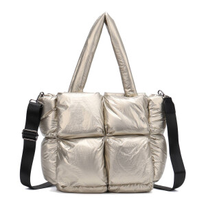 Damen Tasche Leopard Nylon Shopper Puffer Schultertasche Tote Bag Umhängetasche Nylontasche Beuteltasche Handtasche Weekender Reisetasche