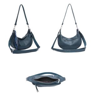 DAMEN TASCHE MOON Bag Crossbody Runde Schultertasche Hobo Bag Taschenanhänger Umhängetasche Shopper Crossover Handtasche Halbmond Leder Optik Reise Antiksilber