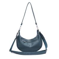 DAMEN TASCHE MOON Bag Crossbody Runde Schultertasche Hobo Bag Taschenanhänger Umhängetasche Shopper Crossover Handtasche Halbmond Leder Optik Reise Petrol