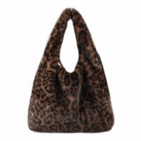 XXL DAMEN PELZTASCHE Shopper Tote Bag Leopard Print Handtasche Umhängetasche Leo Teddytasche Schultertasche Plüsch Felltasche Beuteltasche Kunstpelz Weekender Reisetasche Shopping Dunkelbraun V1