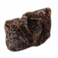 XXL DAMEN PELZTASCHE Shopper Tote Bag Leopard Print Handtasche Umhängetasche Leo Teddytasche Schultertasche Plüsch Felltasche Beuteltasche Kunstpelz Weekender Reisetasche Shopping Dunkelbraun V1