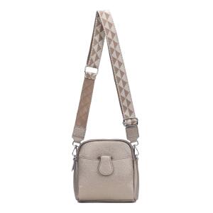 Damen Tasche Crossbody Umhängetasche Bodybag Schultertasche Minibag Handytasche Crossover Kunstleder Handtasche Gürteltasche Abendtasche Bronze
