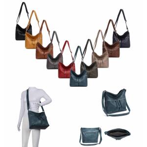 DAMEN TASCHE Schultertasche Umhängetasche Crossbody Shopper Henkeltasche CrossOver CrossBag Damentasche Reisetasche Beuteltasche City Bag Leder Optik Cognac V1