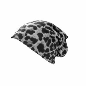 Made in Italy Damen Mütze Beanie Leo Muster, Wintermütze Oversizemütze Kappe mit Leopardenmuster Einheitsgröße Leopard Optik, leicht und langlebig
