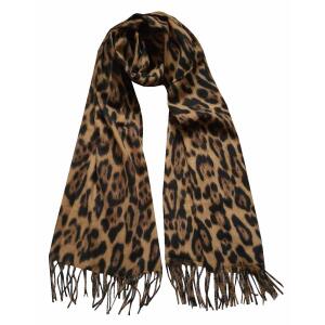 Damen Schal Leopard Halstuch Stola mit quasten/fransen Leo Muster Scarf Winterschal Deckenschal Herbst Winter Cognac