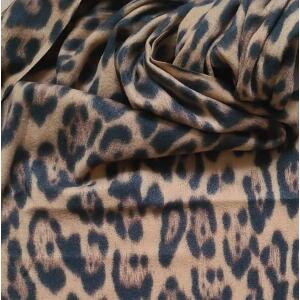 Damen Schal Leopard Halstuch Stola mit quasten/fransen Leo Muster Scarf Winterschal Deckenschal Herbst Winter Cognac