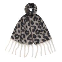Damen XL LEO SCHAL Stola Halstuch Winterschal mit quasten/fransen Leopard Muster Scarf Animal Print Deckenschal Herbst Winter Beige