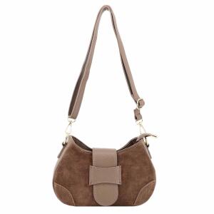 Made in Italy Damen Wildleder oder Leder Nappaleder Tasche Schultertasche Body Bag Handtasche Umhängetasche Ledertasche CrossOver Abendtasche Clutch