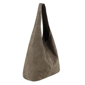 Made in Italy Damen echt Leder Tasche Rindsleder Shopper Schultertasche Umhängetasche Handtasche Beuteltasche Hobo Bag Ledertasche Reisetasche Sport Arbeit Urlaub Daily Bag groß Taupe Wildleder