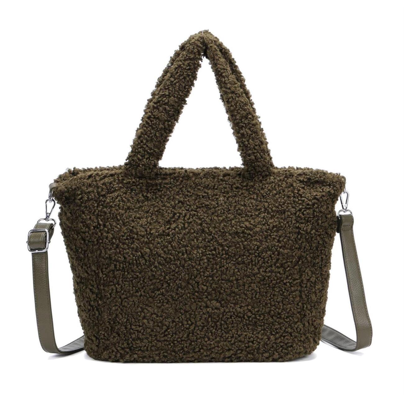 Damen Teddyfell Tasche Shopper Tote Bag Handtasche...