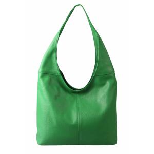 Made in Italy Damen Leder Tasche Shopper Schultertasche Umhängetasche Handtasche Beuteltasche Hobo Bag Ledertasche Nappaleder Apfelgrün