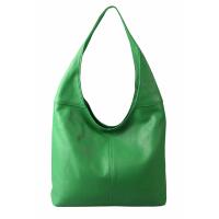 Made in Italy Damen Leder Tasche Shopper Schultertasche Umhängetasche Handtasche Beuteltasche Hobo Bag Ledertasche Nappaleder Apfelgrün