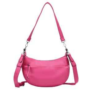 DAMEN TASCHE MOON Bag Crossbody Runde Schultertasche Hobo Bag Taschenanhänger Umhängetasche Shopper Crossover Handtasche Halbmond Leder Optik Reise Pink