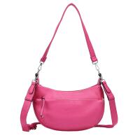 DAMEN TASCHE MOON Bag Crossbody Runde Schultertasche Hobo Bag Taschenanhänger Umhängetasche Shopper Crossover Handtasche Halbmond Leder Optik Reise Pink