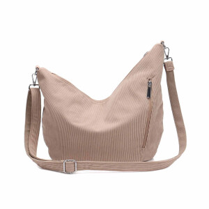 DAMEN TASCHE MOON Bag Brust Cordtasche Crossbody Runde Schultertasche Shopper Veloursleder Umhängetasche Crossover Halbmond Freizeit Urlaub Weekender Helltaupe