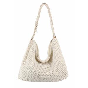 Damen Shopper Tasche Hobo Bag Umhängetasche Boho Schultertasche Häkeltasche Stroh Muster Strand geflochten Retro