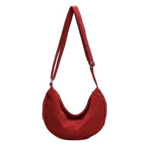 DAMEN TASCHE MOON Bag Brust Cordtasche Crossbody Runde Schultertasche Halbmond Shopper Umhängetasche Crossover Freizeit Urlaub