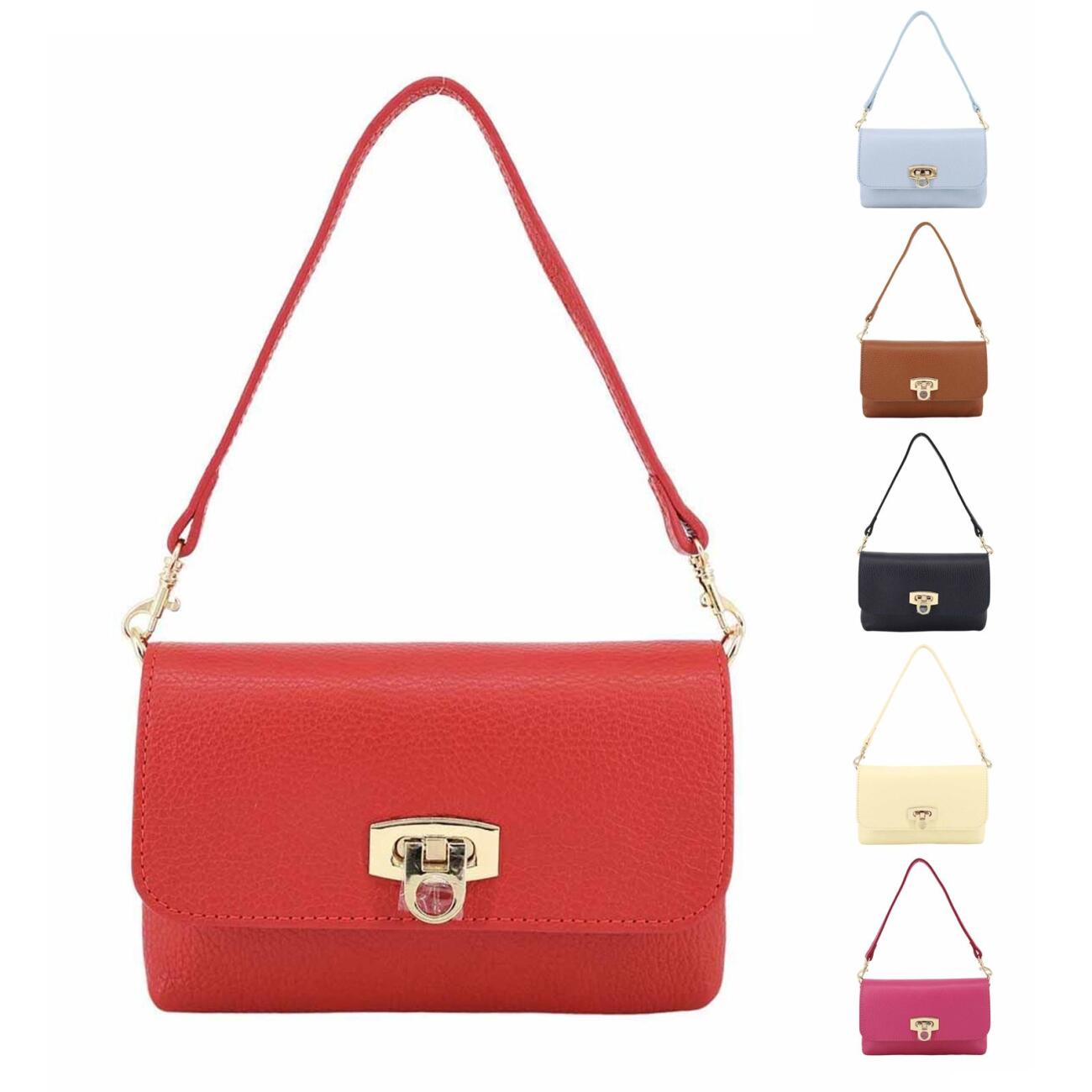 Made in Italy DAMEN LEDER TASCHE Mini Bag Ketten...