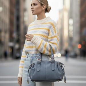 Made in Italy DAMEN LEDER TASCHE Wildleder Schultertasche Tote Bag Crossbody Umhängetasche Handtasche Veloursleder Cross Over