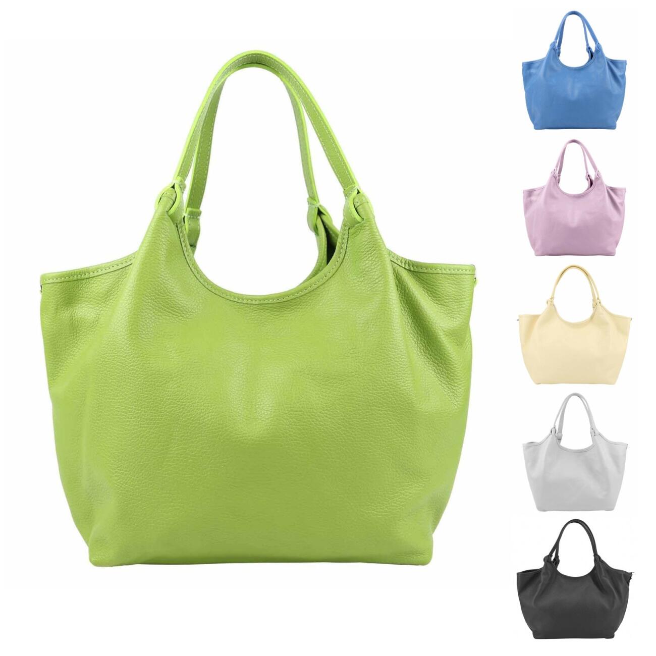 Made in Italy DAMEN LEDER TASCHE Shopper Schultertasche...