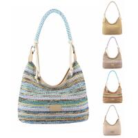 Damen Tasche Strohtasche Umhängetasche Boho Shopper Strand Schultertasche Hobo Bag Geflecht Retro Häkeltasche