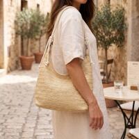 Damen Tasche Strohtasche Umhängetasche Boho Shopper Strand Schultertasche Hobo Bag Geflecht Retro Häkeltasche