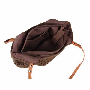Damen Tasche Strohtasche Tote Bag Schultertasche Boho Shopper Strand Umhängetasche Geflecht Retro Häkeltasche Handtasche Weiß