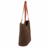 Damen Tasche Strohtasche Tote Bag Schultertasche Boho Shopper Strand Umhängetasche Geflecht Retro Häkeltasche Handtasche Weiß
