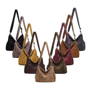 DAMEN TASCHE SHOPPER Schultertasche Samt Crossbody Umhängetasche Henkeltasche Beuteltasche CrossOver Handtasche Body Bag Reise Wildleder-Optik