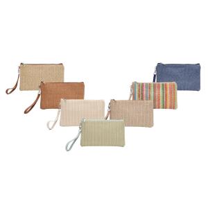 Damen Tasche Strohtasche Handytasche Boho Strand Sommer Geflecht Armband Geldbörse Handtasche Clutch Freizeit Urlaub Smartphone Mini Bag Abendtasche