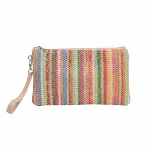 Damen Tasche Strohtasche Handytasche Boho Strand Sommer Geflecht Armband Geldbörse Handtasche Clutch Freizeit Urlaub Smartphone Mini Bag Abendtasche