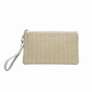 Damen Tasche Strohtasche Handytasche Boho Strand Sommer Geflecht Armband Geldbörse Handtasche Clutch Freizeit Urlaub Smartphone Mini Bag Abendtasche
