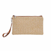 Damen Tasche Strohtasche Handytasche Boho Strand Sommer Geflecht Armband Geldbörse Handtasche Clutch Freizeit Urlaub Smartphone Mini Bag Abendtasche