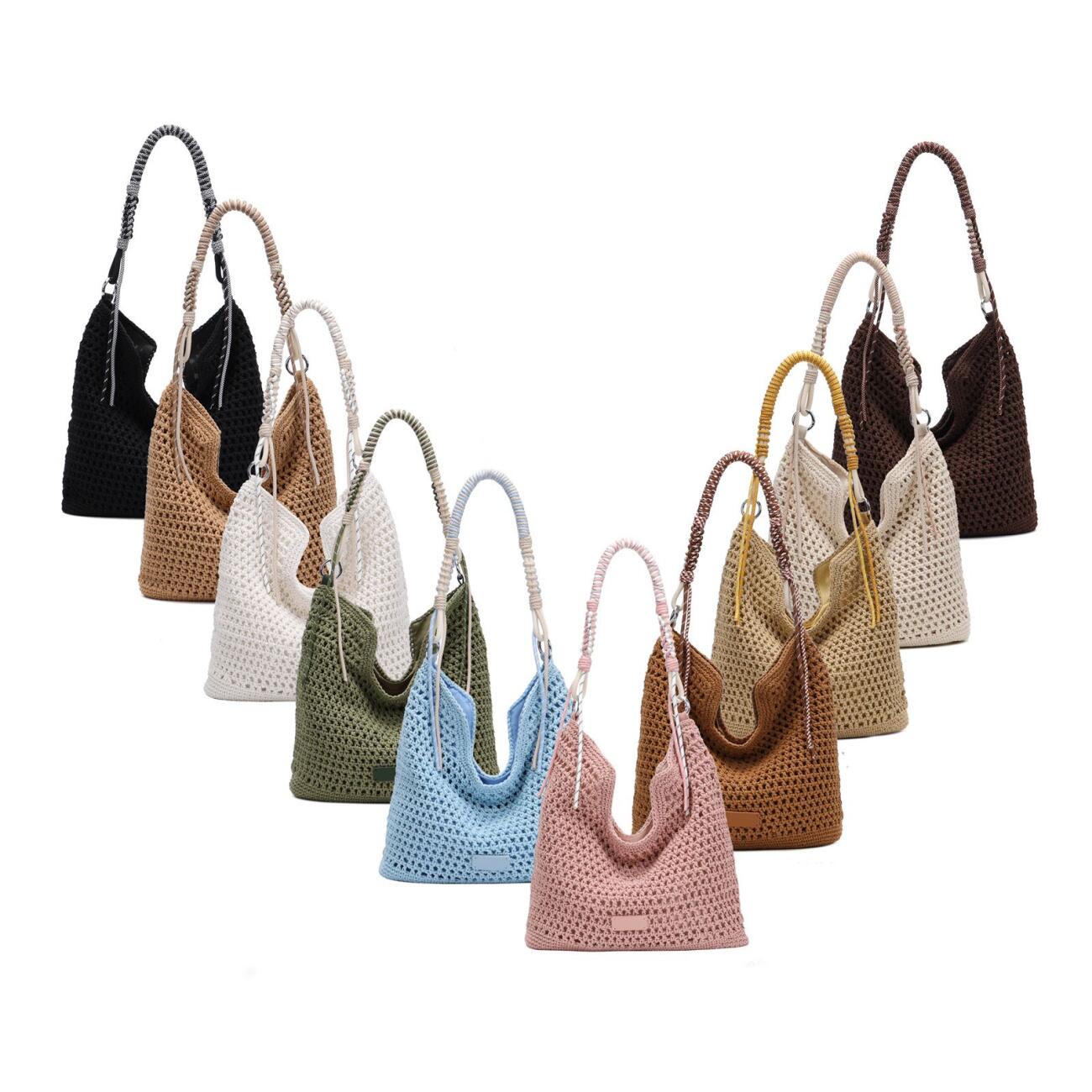 Damen Tasche Hobo-Bag Häkeltasche Umhängetasche...