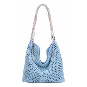Damen Tasche Hobo-Bag Häkeltasche Umhängetasche Boho Shopper Strand Häkelmuster Schultertasche Geflecht Retro Strohtasche
