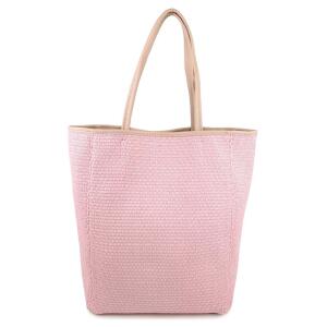 Made in Italy Damen Leder Tasche Tote Bag Strohtasche DIN-A4 Shopper Schultertasche Boho Strand Henkeltasche Geflecht Retro Häkeltasche Handtasche