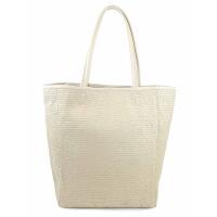 Made in Italy Damen Leder Tasche Tote Bag Strohtasche DIN-A4 Shopper Schultertasche Boho Strand Henkeltasche Geflecht Retro Häkeltasche Handtasche