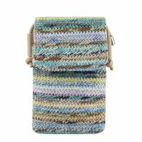Damen Stroh Tasche Crossbody Bast Handytasche Umhängetasche Strand Bodybag Schultertasche Crossover Smartphone Geldbörse Brusttasche Blau (Stroh)
