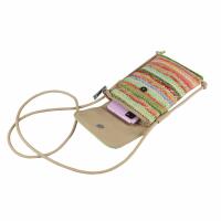 Damen Stroh Tasche Crossbody Bast Handytasche Umhängetasche Strand Bodybag Schultertasche Crossover Smartphone Geldbörse Brusttasche Blau (Stroh)