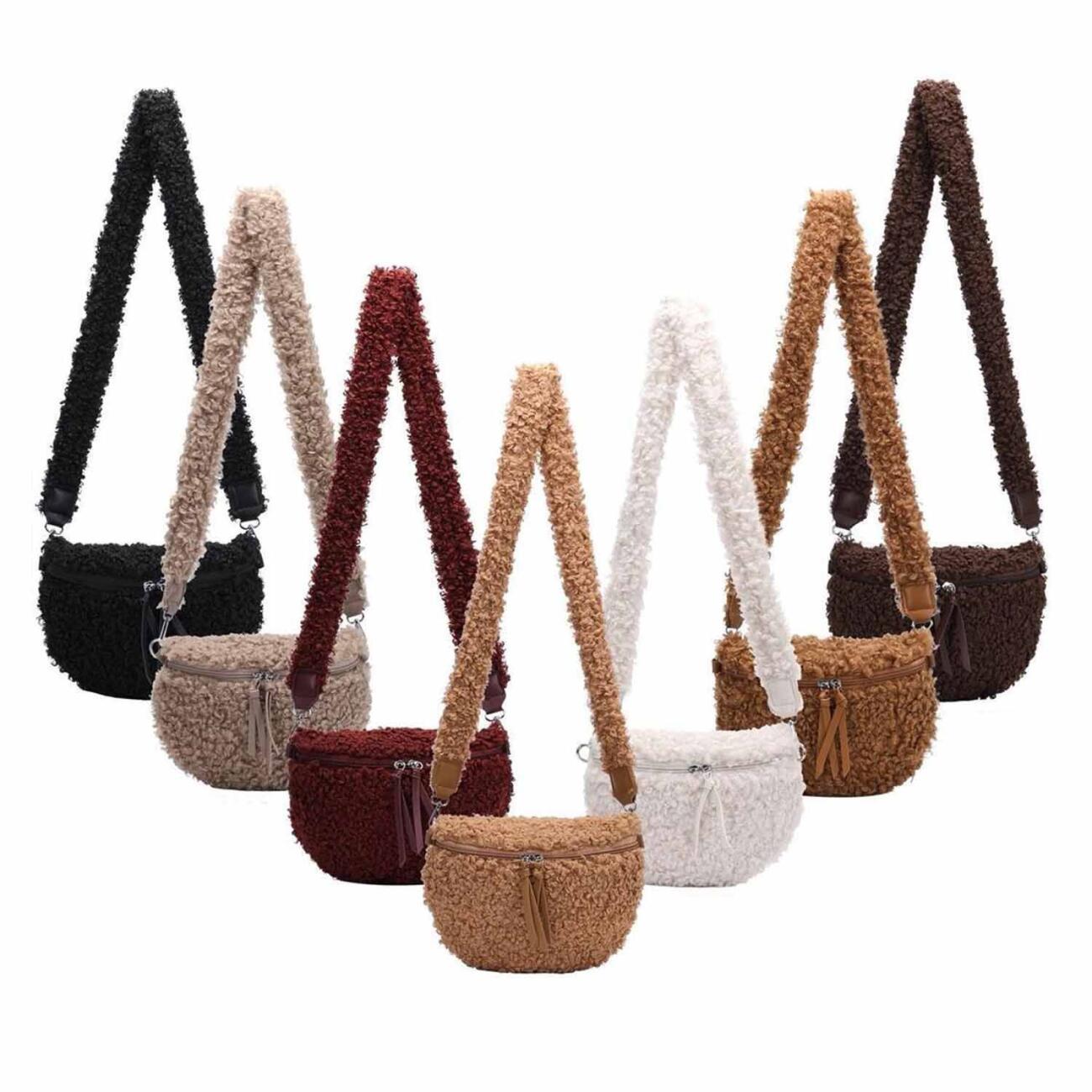 DAMEN TASCHE Teddyfell Schultertasche Plüsch...