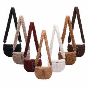 DAMEN TASCHE Teddyfell Schultertasche Plüsch Hüfttasche Bodybag Umhängetasche Crossbody Teddyplüsch Crossbag Wintertasche Lammfell-Optik