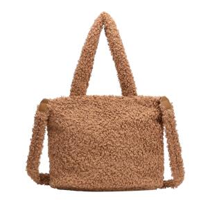 DAMEN TADDYFELL TASCHE Shopper Tote Bag Handtasche Plüsch Schultertasche Teddytasche Umhängetasche Pelz Damentasche Felltasche Wintertasche Beuteltasche
