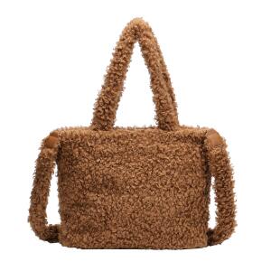 DAMEN TADDYFELL TASCHE Shopper Tote Bag Handtasche Plüsch Schultertasche Teddytasche Umhängetasche Pelz Damentasche Felltasche Wintertasche Beuteltasche