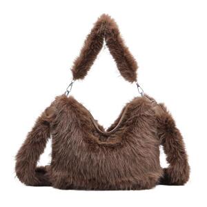 DAMEN PELZTASCHE Hobo Bag Shopper Leopard Print Handtasche Umhängetasche Leo Crossbody Teddytasche Schultertasche Plüsch Felltasche Kunstpelz