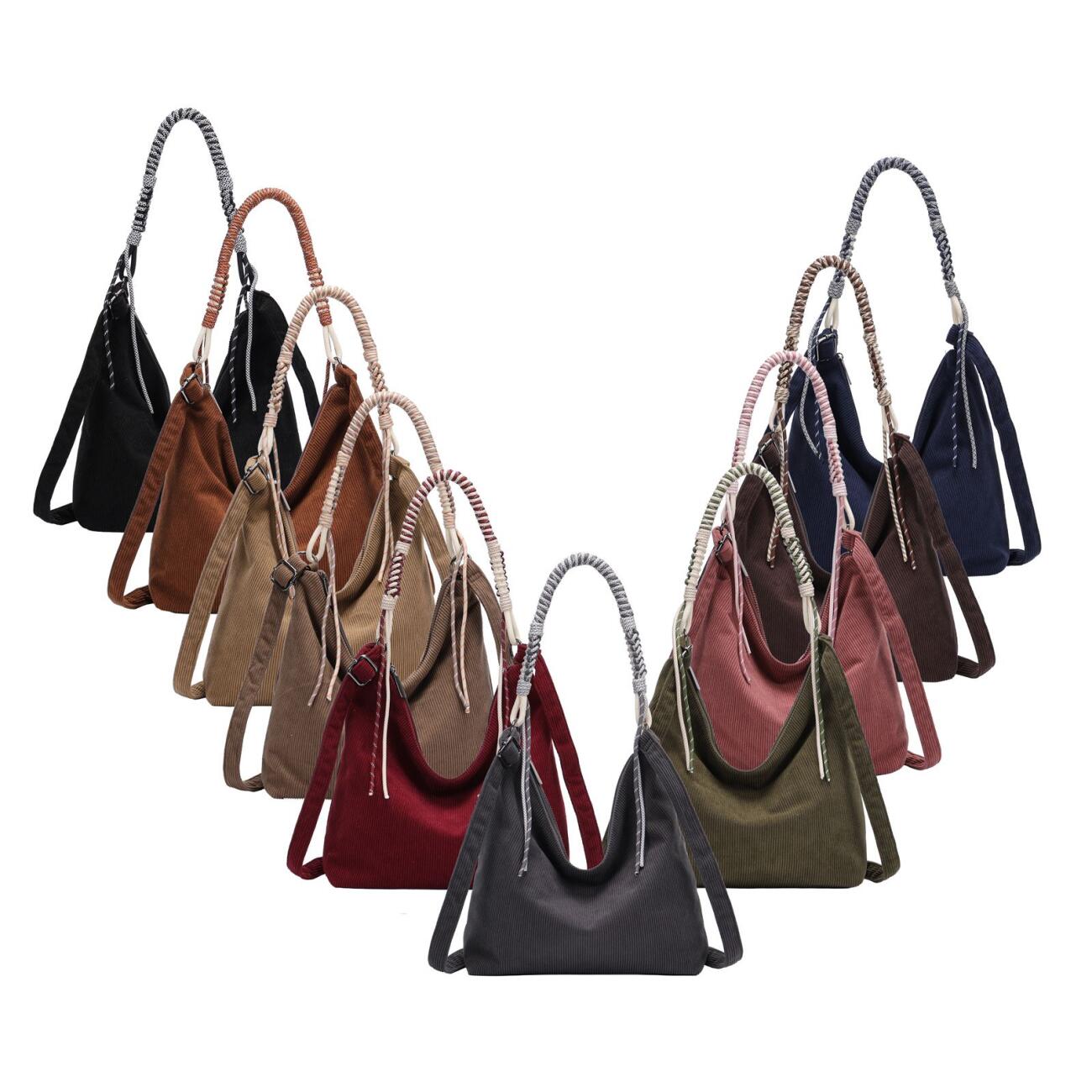 DAMEN TASCHE CORD SHOPPER Schultertasche Hobo-Bag...