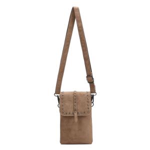 Damen Tasche Crossbody Handytasche Nieten Umhängetasche Wildleder-Optik Bodybag Schultertasche Crossover Smartphone Geldbörse Brusttasche Samt Brieftasche Abend