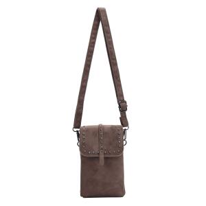 Damen Tasche Crossbody Handytasche Nieten Umhängetasche Wildleder-Optik Bodybag Schultertasche Crossover Smartphone Geldbörse Brusttasche Samt Brieftasche Abend