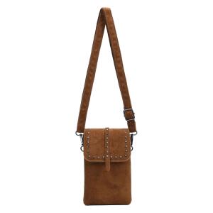 Damen Tasche Crossbody Handytasche Nieten Umhängetasche Wildleder-Optik Bodybag Schultertasche Crossover Smartphone Geldbörse Brusttasche Samt Brieftasche Abend