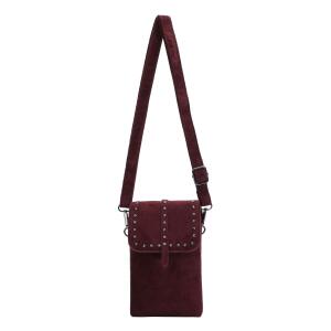Damen Tasche Crossbody Handytasche Nieten Umhängetasche Wildleder-Optik Bodybag Schultertasche Crossover Smartphone Geldbörse Brusttasche Samt Brieftasche Abend